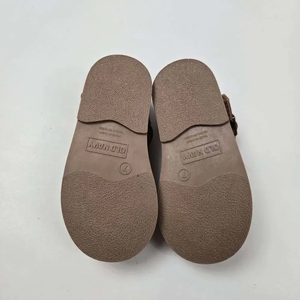 Old Navy Neurtal Brown Kids Shoes with Floral Cutouts Size 11 Minimalist